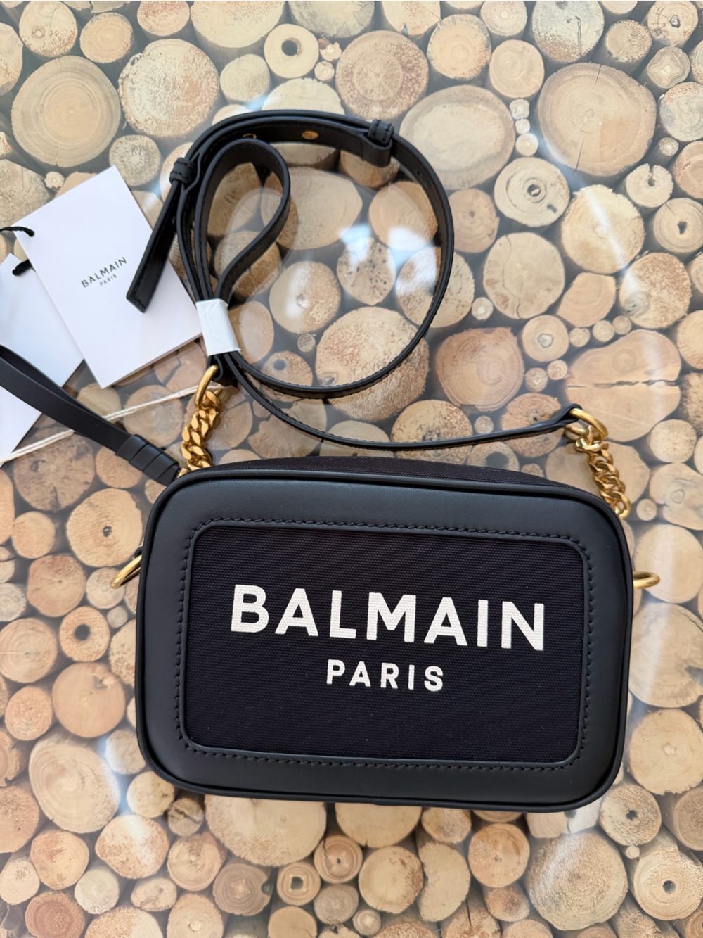 Balmain crossbody camera bag black white off NWT